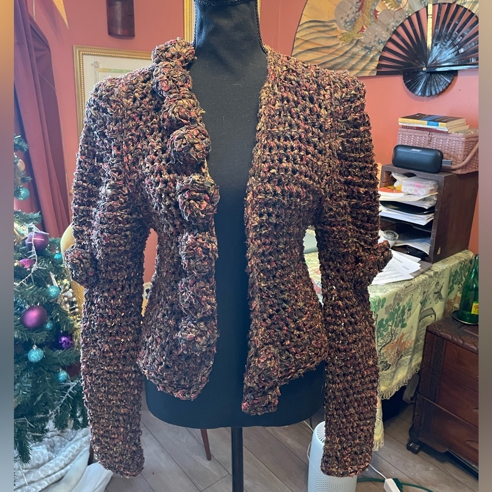 Vintage 80’s Estelle Gracer Fiber Artist Art-to-Wear Handwoven sweater cardigan